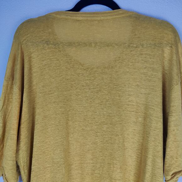 Gianni Lupo Pure Linen Crew Neck Relaxed Short Sleeve T Shirt XXL Mustard Yellow - Picture 6 of 10